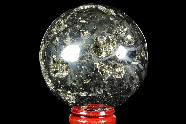 Polished Pyrite Sphere - Peru #97995